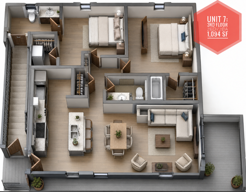 2 BD 2 BA 3rd floor corner unit w/ skyline view – photo 1