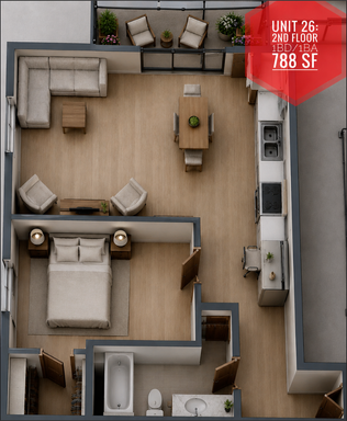 1 BD 1 BA 2nd Floor Corner unit – photo 1