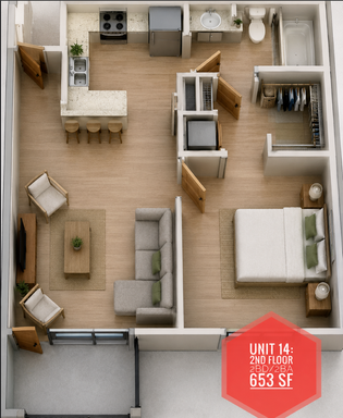 1 BD 1 BA 2nd Floor w/ woods view – photo 1