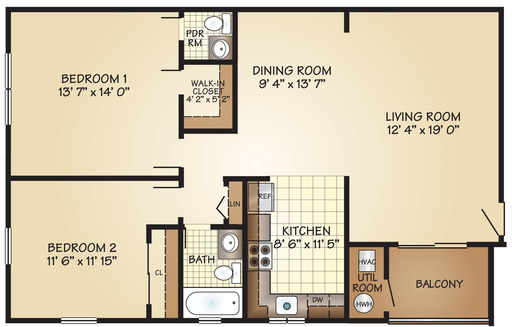 Two bedroom on the first floor with carpeting