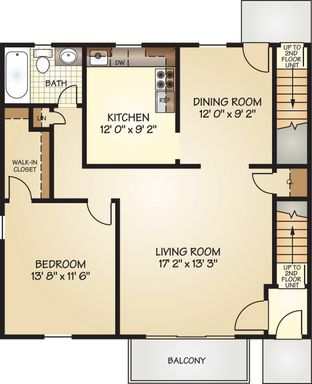 One Bedroom Premium 1st Floor - Renovated Kitchen & Bathroom