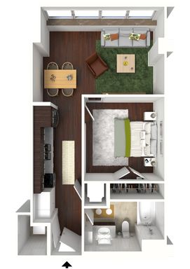 1 Bedroom / 1 Bathroom - 592 Sq Ft – photo 1