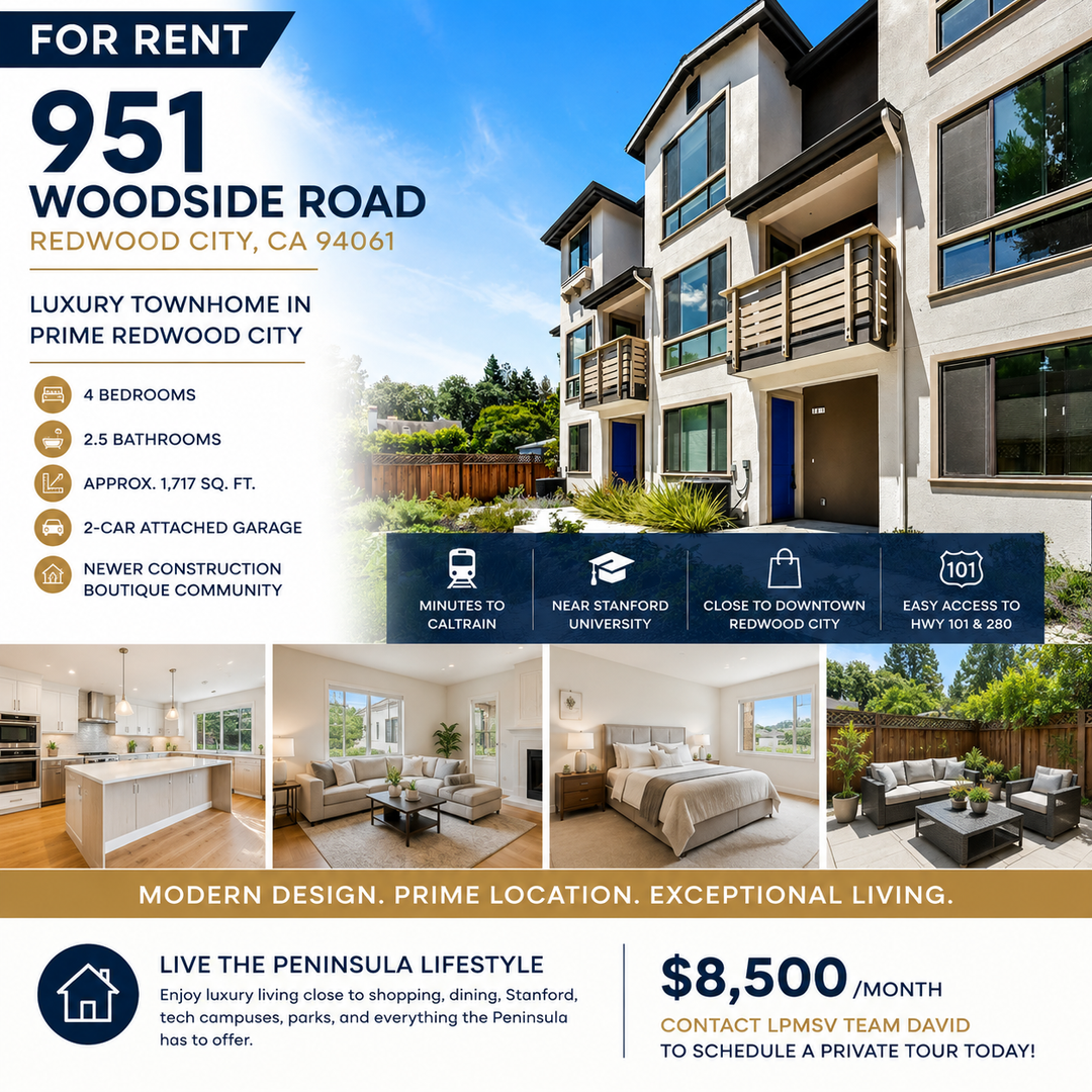 Redwood City Townhome: 951 Woodside Road