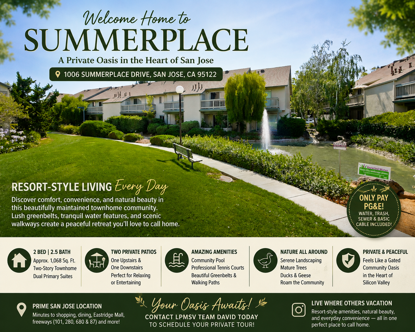 San Jose Townhome: 1006 Summerplace Drive