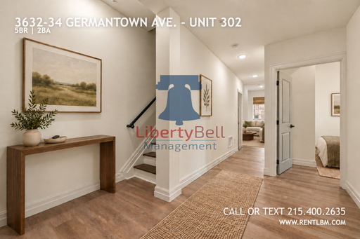 5 Bedroom Apartment – 3632-34 Germantown Ave. - Unit 302, Philadelphia, PA 19140