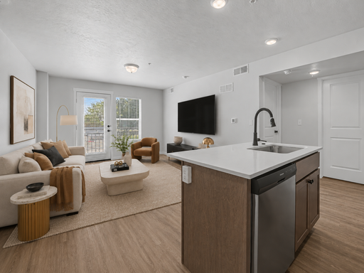 Modern 1-Bedroom, 1-Bathroom Apartment with Open-Concept Living, and Smart-Home Features.
