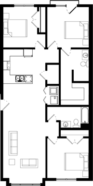 Large 3-Bedroom, 2-Bathroom Apartment Offering Modern Layout, Smart Technology, In-Home Convenience, and Access to Clubhouse, Pool, and Fitness Center at The Flats at Laguna Farms