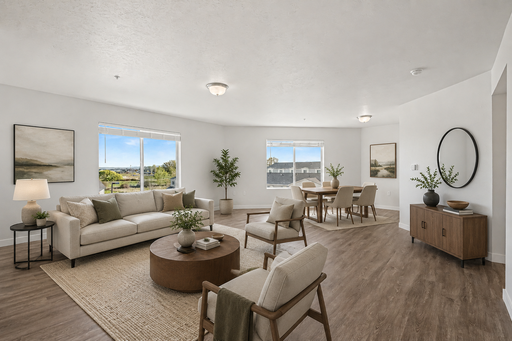 Comfortable 2-Bedroom, 1-Bathroom Apartment with Efficient Floor Plan, Smart-Home Features, and Easy Freeway Access.