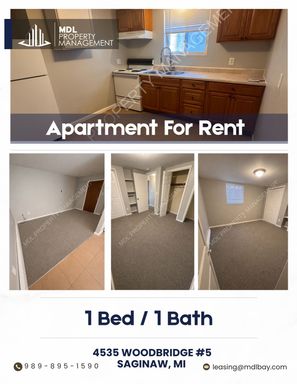 1 Bedroom Lower level Apartment w/ Storage Room.