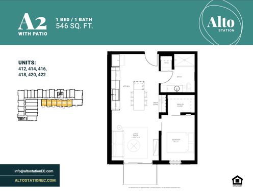 A2 Patio-1Bed/1Bath Income Restricted 120% – photo 1
