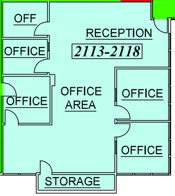 Move in ready, Five Private offices with Reception area and Storage: Suites #2113–#2118 | ±1,882 RSF – photo 1