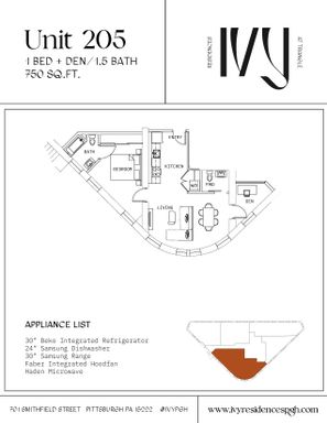 1 Bed 1.5 Bath Rental at 705 Smithfield Street - 205, Pittsburgh, PA – photo 1