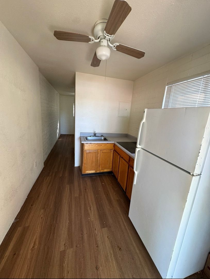 Apartment kitchen — representative home at Earll Drive Apartments.