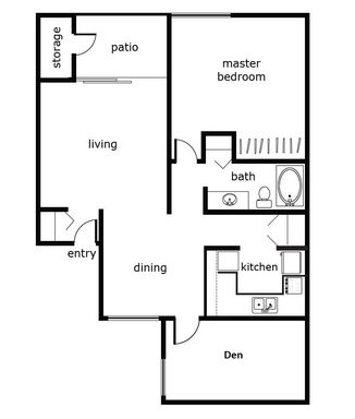 Quiet parklike community. 1bd w/BONUS RM- 1bath $1400.00
