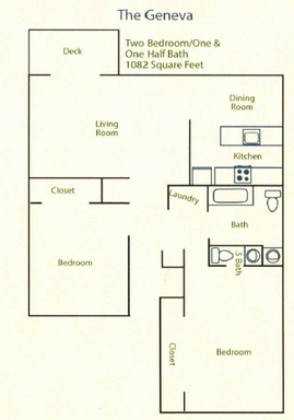 GENEVA 1082 SQFT 2 BED 1.5 BATH FULL SIZE W/D IN UNIT – photo 1