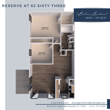 2 Bedroom Rental – 6363 W Airport Blvd - 3826, Houston, TX 77035