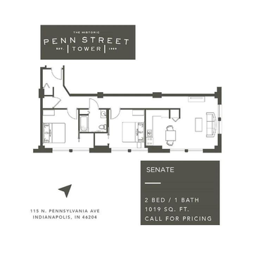 Senate 2 Bedroom 1 Bath Apartment at 115 Penn Apartments. – photo 1