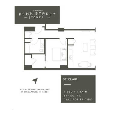 St. Clair 1 Bedroom Apartment at 115 Penn Apartments. – photo 1