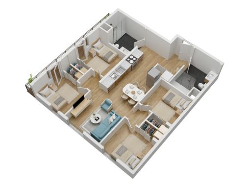 Orion 1192 35th Floorplan Unit D (305, 405, 505) Private Room – photo 1