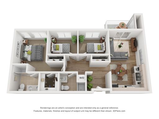 Highly desired 3 bedroom, 2 bath flat with open kitchen, in-home laundry, and patio or balcony! – photo 1
