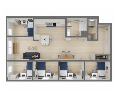 New Modern FURNISHED Apt with 5 PRIVATE ROOMS – photo 1