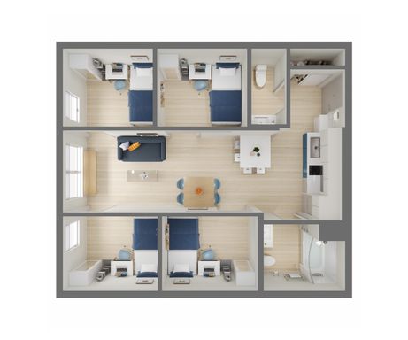 New Modern FURNISHED Apt with 4 PRIVATE ROOMS – photo 1