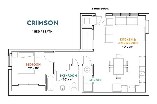 Crimson | 1 Bedroom • 1 Bathroom – photo 1
