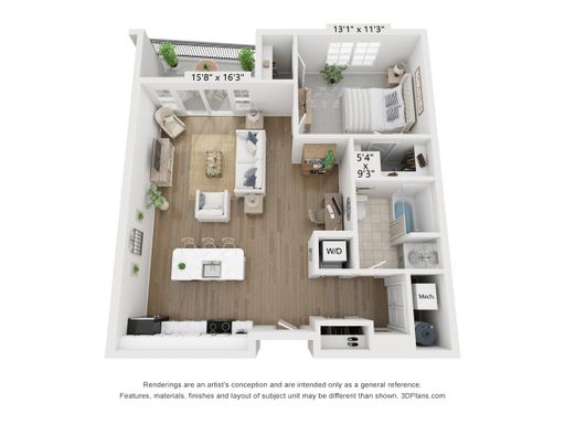 Spacious 1 Bed 1 Bath