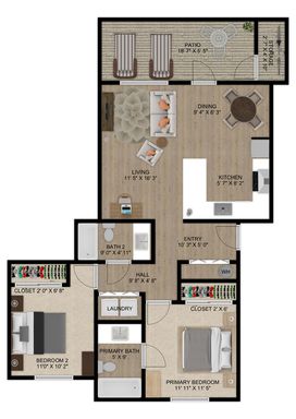 2 Bedroom 2 Bathroom Spacious Apartment, 2nd Floor