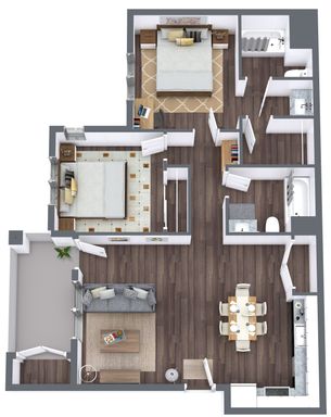 2-Bedroom 2-Bathroom w/ walk-in closet & en-suite bathroom
