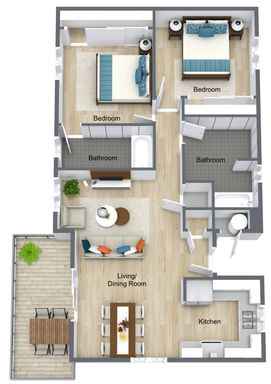 Ground Floor 2-Bedroom/2-Bathroom Apartment!