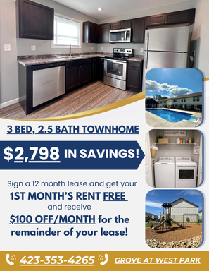 ✨Amazing 3 bedroom townhome - $100 Off Rent Per Month AND First Month Rent FREE!