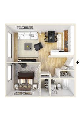 Large Top Floor 1 Bedroom – photo 1
