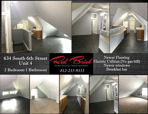 Now Accepting Applications for a 3rd Floor 2 Bedroom 1 Bathroom Apartment at 634 South 6th Street Unit 4 Within Walking Distance to ISU Campus and Downtown Terre Haute – photo 1