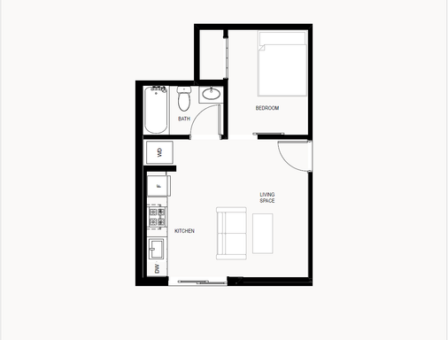 Open 1 bedroom with In unit Laundry and Shared patio space – photo 1