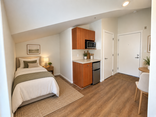 Cozy Eco Flat Studio with Vaulted Ceilings Located on the Top Floor – Apply Now! – photo 1