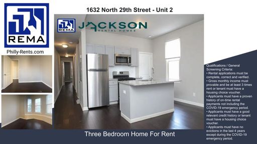 3 Bedroom Apartment – 1632 North 29th Street - Unit 2, Philadelphia, PA 19121