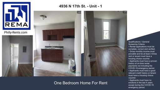 1 Bed 1 Bath Rental at 4936 N 17th St. - Unit - 1, Philadelphia, PA – photo 1