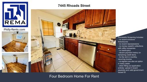 4 Bedroom Rental – 7445 Rhoads Street, Philadelphia, PA 19151