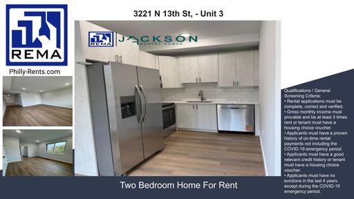 2 Bedroom Apartment – 3221 N 13th St, - Unit 3, Philadelphia, PA 19140