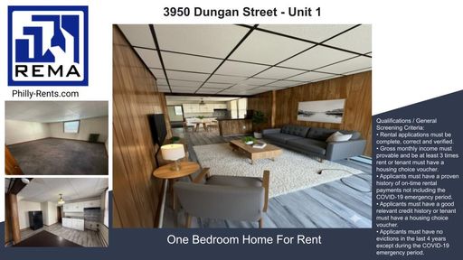 1 Bedroom Apartment – 3950 DUNGAN ST - Unit 1, Philadelphia, PA 19124-5506