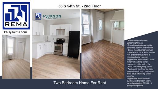 2 Bedroom Apartment – 36 S 54th St, - 2nd Floor, Philadelphia, PA 19139