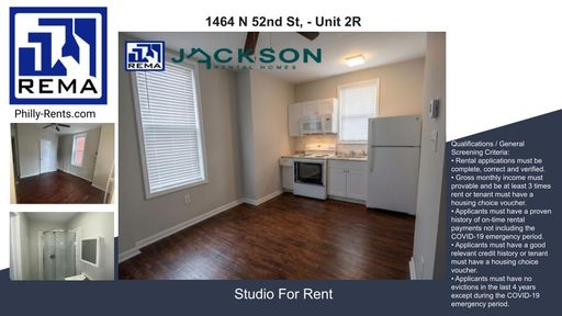 Studio Apartment – 1464 N 52nd St, - Unit 2R, Philadelphia, PA 19131