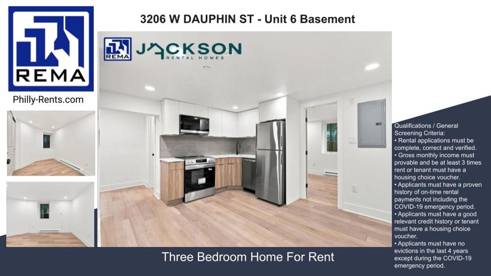 3 Bedroom Rental – 3206 W DAUPHIN ST, PHILADELPHIA - Unit 6 Basement #Unit 6 Basement, PHILADELPHIA, PA