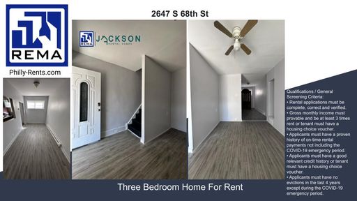 3 Bedroom House – 2647 S 68th St,, Philadelphia, PA 19142