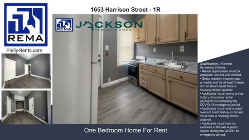 1 Bedroom Apartment – 1653 Harrison St - 1R, Philadelphia, PA 19124