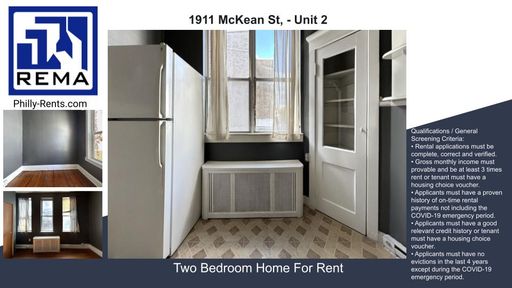 2 Bedroom Apartment – 1911 McKean St, - Unit 2, Philadelphia, PA 19145