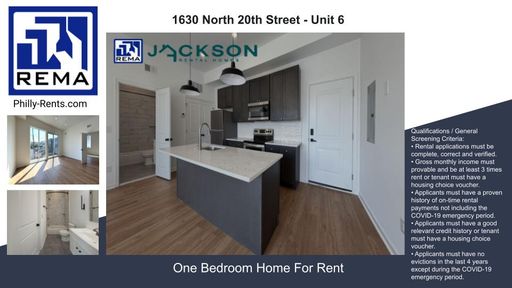 1 Bed 1 Bath Rental at 1630 North 20th Street - Unit 6, Philadelphia, PA – photo 1