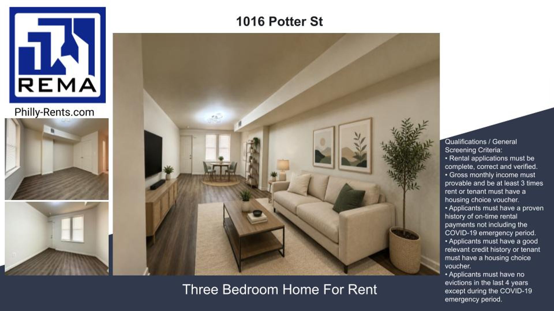 3 Bedroom Rental – 1016 Potter St, Chester, PA