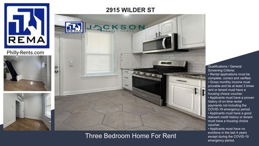 3 Bedroom Rental – 2915 WILDER ST, Philadelphia, PA 19146